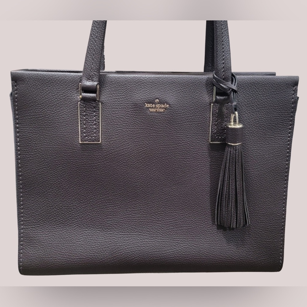 Kate Spade Charcoal Leather Tote with Tassel